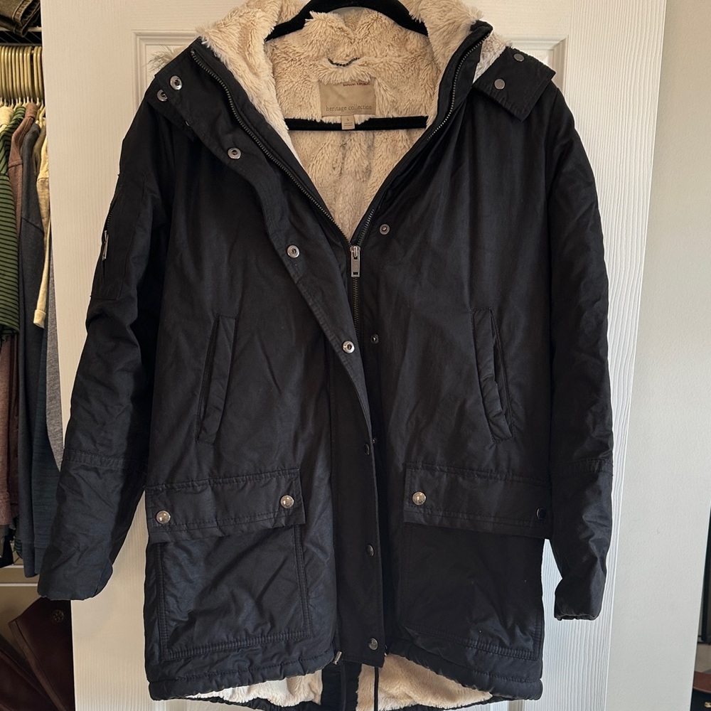 Banana Republic Black Hooded Parka Coat